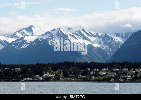 Vue de Fort William Seward salon à Haines, Alaska. Banque D'Images