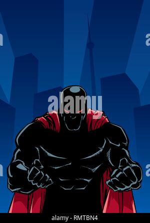 Raging Superhero City Silhouette Illustration de Vecteur