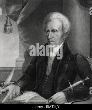 Andrew Jackson (1767-1845), Septième président des États-Unis, mi-assis, Portrait, Ezra Bisbee, 1833 Banque D'Images
