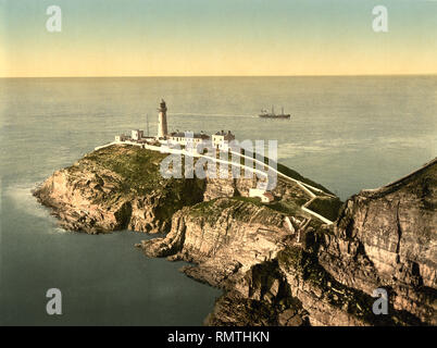 Phare de South Stack, Holyhead, pays de Galles, Royaume-Uni, impression Photochrome, Detroit Publishing Company, 1905 Banque D'Images