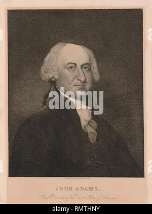 John Adams (1735-1826), deuxième Président des États-Unis, la tête et épaules Portrait, publié par N. Dearborn, Boston Banque D'Images