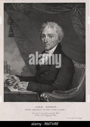 James Monroe, cinquième président des États-Unis, créé par lithographie lithographie de Pendleton est un tableau original par Gilbert Stuart, 1828 Banque D'Images