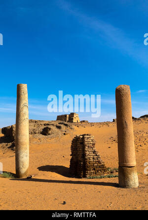Ruines de l'église de la colonnes de granite, Nubia, Old Dongola, Soudan Banque D'Images