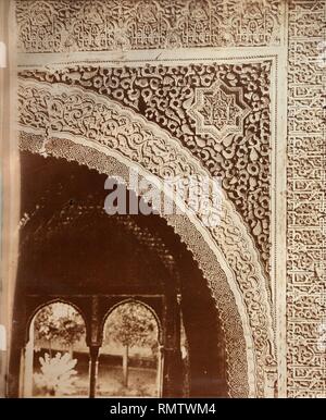 Grenade, l'Alhambra. Intérieur Enjuta de una puerta de la Sala de las Dos Hermanas (incompleta). Banque D'Images