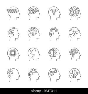 L'intelligence artificielle icon set. Avc. modifiable Illustration de Vecteur