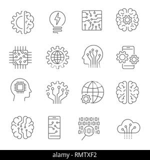 L'intelligence artificielle icon set. Course modifiable Illustration de Vecteur