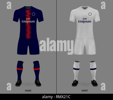 Kit de football maillot PSG 2018-2019, modèle pour l'accueil. Vector illustration Illustration de Vecteur