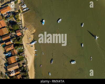 Vue aérienne, village de pêcheurs et la plage Mimbeau, Cap Ferret, du bassin d'Arcachon, Gironde, Lege Cap Feret Banque D'Images