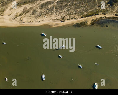 Vue aérienne, village de pêcheurs et la plage Mimbeau, Cap Ferret, du bassin d'Arcachon, Gironde, Lege Cap Feret Banque D'Images