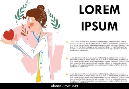 Femme médecin ou infirmière avec cœur dans sa main image vectorielle Illustration de Vecteur