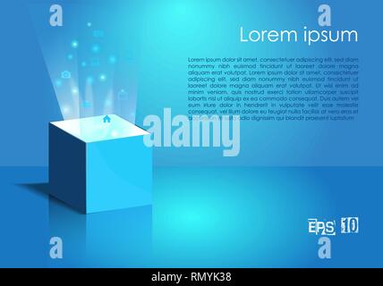 Magic Box avec la lumière et de l'icône en couleur bleu Illustration de Vecteur