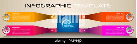 Options graphiques de vecteur moderne avec modèle rectangle coloré Illustration de Vecteur