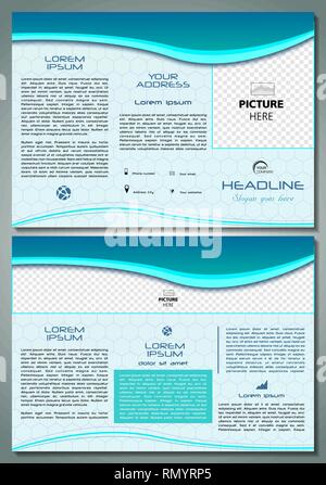 Brochure Vector modèle avec blue waves Illustration de Vecteur