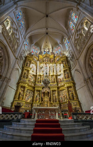 Burgos, Espagne - 24 mars, 2017. Retable de Martin et Rodrigo de la Haya à partir de la chapelle principale ou Capilla Mayor dans la cathédrale Sainte-Marie de Burgos (Sa Banque D'Images