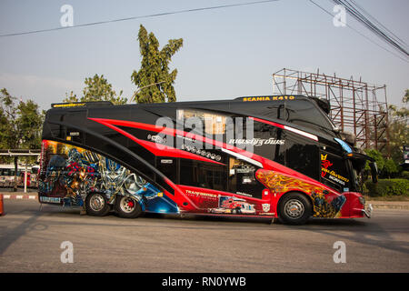 Chiang Mai, Thaïlande - 16 Février 2019 : Bus voyage privée . Photo à la gare routière de Chiangmai. Banque D'Images