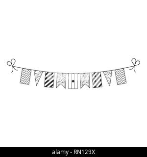 Drapeaux décorations bunting pour le Niger de la fête nationale en contour noir modèle plat. Date de l'indépendance ou de la fête nationale. Illustration de Vecteur