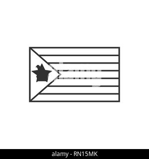 L'icône du drapeau du Zimbabwe en contour noir modèle plat. Date de l'indépendance ou de la fête nationale. Illustration de Vecteur