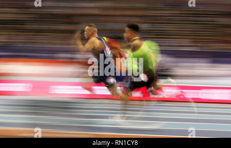 La société britannique Richard Kilty au cours de la Men's 60 mètres course pendant la Muller Indoor Grand Prix Arena Birmingham. Banque D'Images