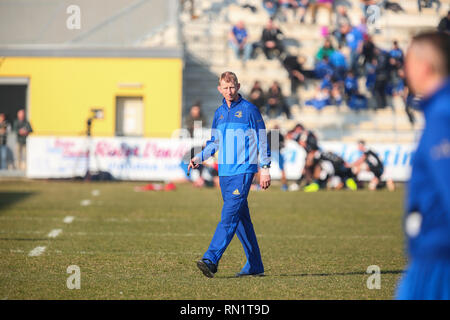 Viadana, Italie. 16 Février, 2019. L'entraîneur-chef du Leinster Leo Cullen avant le match contre Zebre Rugby Club en PRO14 2018 Guinness 2019©Massimiliano Carnabuci/Alamy live news Crédit : Massimiliano Carnabuci/Alamy Live News Banque D'Images