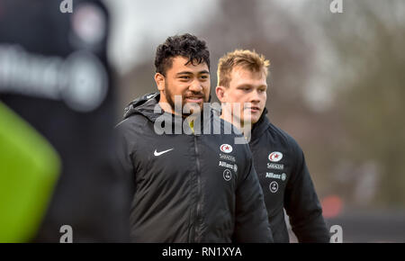 Londres, Royaume-Uni. 16 février 2019. Au cours de l'Lamositele Titi sarrasins Aviva Premiership match entre sarrasins et Leicester Tigers à l'Allianz Park, Londres, Angleterre le 16 février 2019. Photo par Phil Hutchinson. Usage éditorial uniquement, licence requise pour un usage commercial. Aucune utilisation de pari, de jeux ou d'un seul club/ligue/dvd publications. Credit : UK Sports Photos Ltd/Alamy Live News Banque D'Images