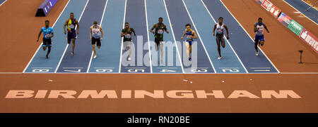 Arena Birmingham, Birmingham, Royaume-Uni. 16 Février, 2019. Grand Prix d'athlétisme Indoor Muller ; une chaleur de la mens 60m : Action Crédit Plus Sport/Alamy Live News Banque D'Images