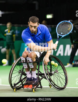 Rotterdam, Pays-Bas, le 14 février 2019, Tournoi de tennis du monde ABNAMRO, Ahoy, fauteuil roulant des célibataires, Final, Joachim Gerard (BEL), Photo : www.tennisimages.com/Henk Koster Banque D'Images