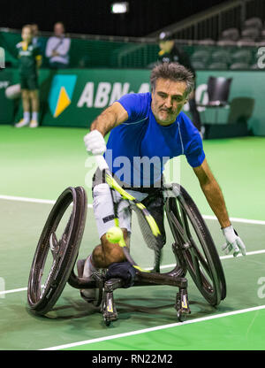 Rotterdam, Pays-Bas, le 14 février 2019, Tournoi de tennis du monde ABNAMRO, Ahoy, fauteuil roulant des célibataires, Final, Stéphane Houdet (FRA), Photo : www.tennisimages.com/Henk Koster Banque D'Images