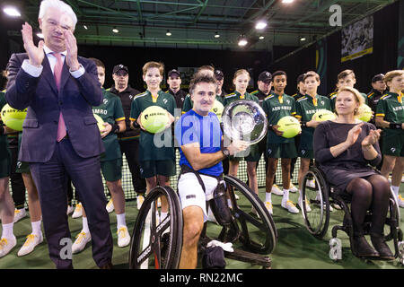 Rotterdam, Pays-Bas, le 14 février 2019, Tournoi de tennis du monde ABNAMRO, Ahoy, fauteuil roulant, Final, Stéphane Houdet (FRA) gagnant, Photo : www.tennisimages.com/Henk Koster Banque D'Images