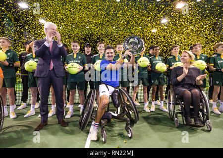 Rotterdam, Pays-Bas, le 14 février 2019, Tournoi de tennis du monde ABNAMRO, Ahoy, fauteuil roulant, Final, Stéphane Houdet (FRA) gagnant, Photo : www.tennisimages.com/Henk Koster Banque D'Images