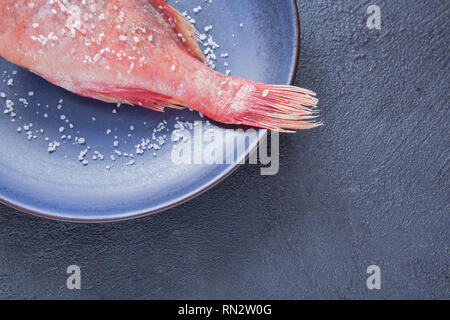 La perche de poissons et de sel pour la cuisson. Fruits de mer alimentation saine alimentation. Banque D'Images