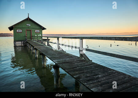 Boathouse Schondorf am Ammersee, Bavaria, Banque D'Images