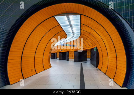 U Bahn Station - La Place Marienplatz, Munich, Bavière, Allemagne Banque D'Images