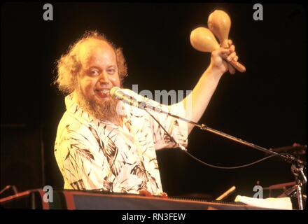 Chanteur, auteur-compositeur et claviériste Ed Volker, alias Zeke, des radiateurs est montré sur scène pendant un concert en direct de l'apparence. Banque D'Images