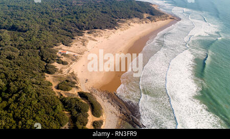 Vue aérienne de la plage de la mine à Jard sur Mer, Vendée Banque D'Images