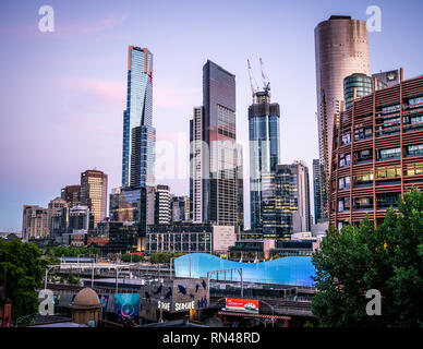 2 janvier 2019, Melbourne, Australie : Melbourne southbank skyline at Dusk à l'Eureka tower à Melbourne, Australie Banque D'Images