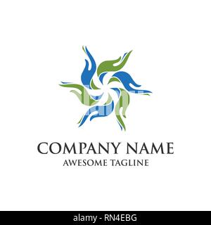 Le soin des mains. logo mains résumé circulaire symbole. vector eps 10 Illustration de Vecteur