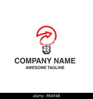 Lampe ampoule avec logo flèche. L'innovation idée logo symbol template prêt à l'emploi Illustration de Vecteur