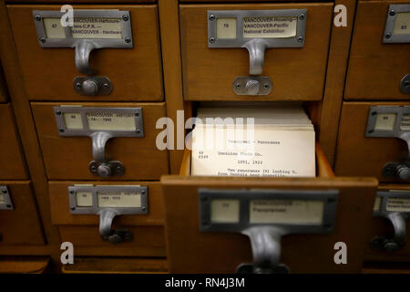 Un catalogue de cartes dans les collections spéciales de la Vancouver Central Library, Vancouver, Colombie-Britannique, Canada Banque D'Images