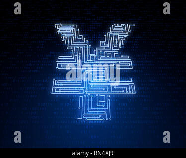 Technologie financière électronique, symbole RMB, transmission de données réseau Banque D'Images