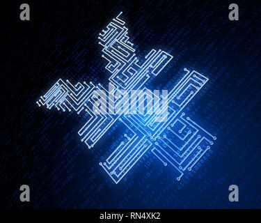 Technologie financière électronique, symbole RMB, transmission de données réseau Banque D'Images