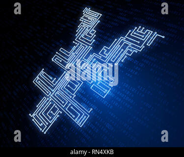 Technologie financière électronique, symbole RMB, transmission de données réseau Banque D'Images