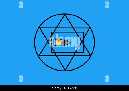 Œil qui voit tout dans la carte SIM, triangle dans le cercle de l'éternité, symbole maçonnique, symbolisant le Grand Architecte de l'Univers, l'observation de toutes les personnes, Banque D'Images
