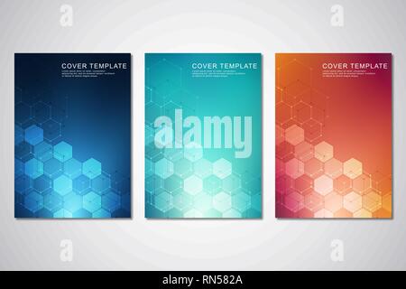 Modèle vectoriel pour couvrir ou brochure, avec hexagones et les compétences technologiques. Texture géométrique abstraite et hi-tech digital background. Illustration de Vecteur