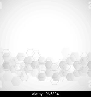Texture de fond géométrique avec des structures moléculaires et de génie chimique. Résumé fond d'hexagones. Vector illustration pour Illustration de Vecteur