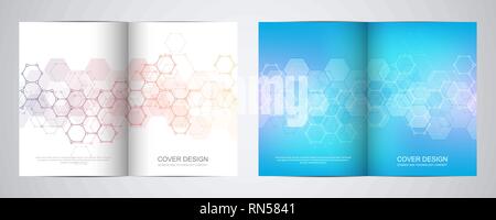 Vector couvre ou brochure pour la médecine, la science et la technologie numérique. Fond abstrait géométrique avec des hexagones. La structure moléculaire et Illustration de Vecteur