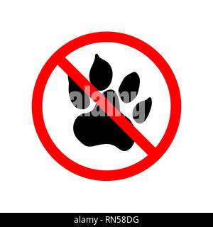 Les animaux ne sont pas admis, rouge interdit sign isolated on white Illustration de Vecteur