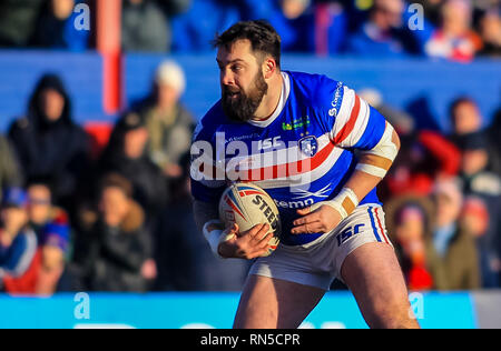 10 février 2019 , Mobile Rocket stadium ; Belle Vue, Wakefield, Angleterre ; Betfred Super League, ronde 2, Wakefield Trinity vs St Helens ; Craig Huby de Wakefield Trinity Crédit : Craig Milner/News Images Banque D'Images