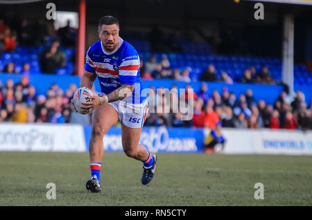 10 février 2019 , Mobile Rocket stadium ; Belle Vue, Wakefield, Angleterre ; Betfred Super League, ronde 2, Wakefield Trinity vs St Helens ; Bill Tupou de Wakefield Trinity Crédit : Craig Milner/News Images Banque D'Images