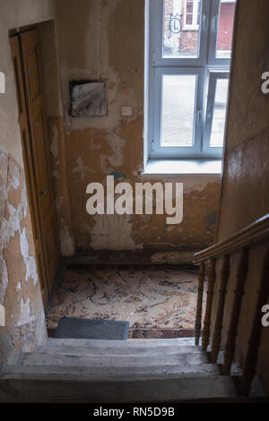 L'intérieur de l'immeuble en ruine dans immeuble du Ghetto de Varsovie Banque D'Images