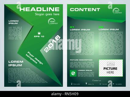 Vector flyer, Corporate Business, rapport annuel, brochure design et couvrir présentation avec flèche verte Illustration de Vecteur